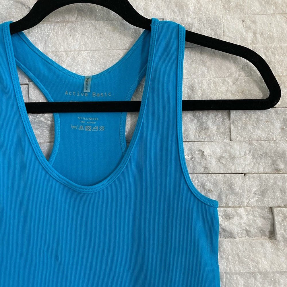 Electric Blue Ribbed Form Fitting Tank Top